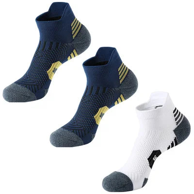 3 Pairs Non-Slip Towel Bottom Running Socks - dealod