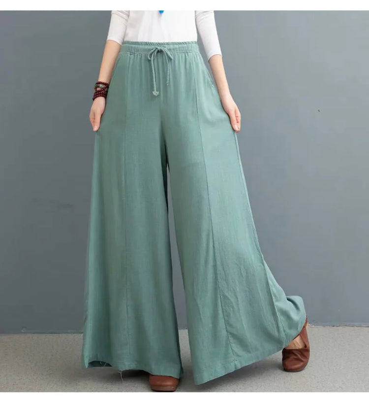 Loose-fitting cotton and linen pants - dealod