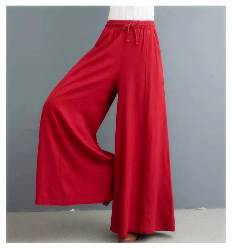 Loose-fitting cotton and linen pants - dealod