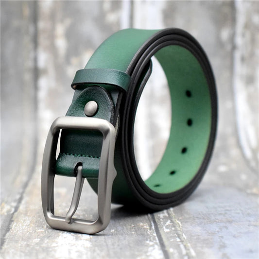 Black/blue/coffee/green/red leather belt, 100-130CM - dealod