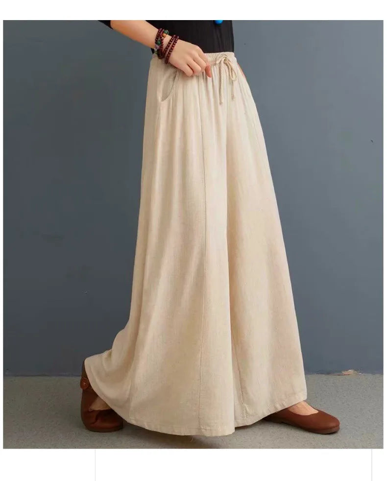 Loose-fitting cotton and linen pants - dealod