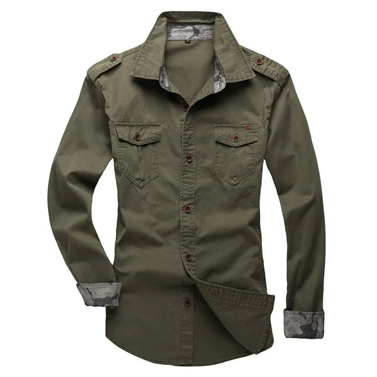 Cotton Military Shirt with Epaulette - dealod