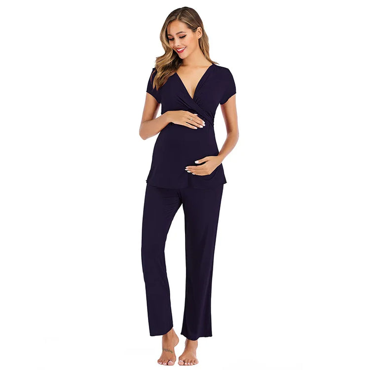 V-Neck Lycra Pajama Set - dealod