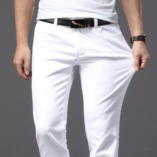 White elastic pants - dealod