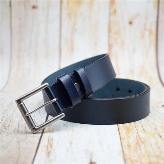 Black/Green/Coffee/Blue Leather Belt, Large Size 90CM-130CM