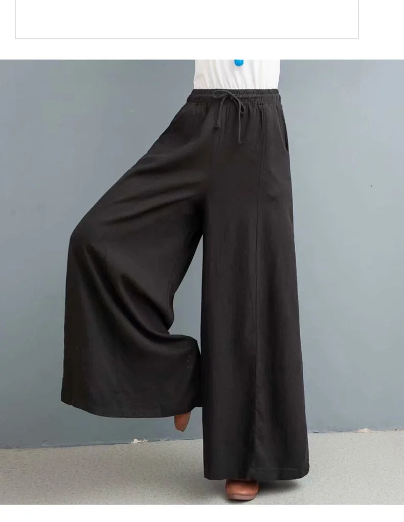 Loose-fitting cotton and linen pants - dealod