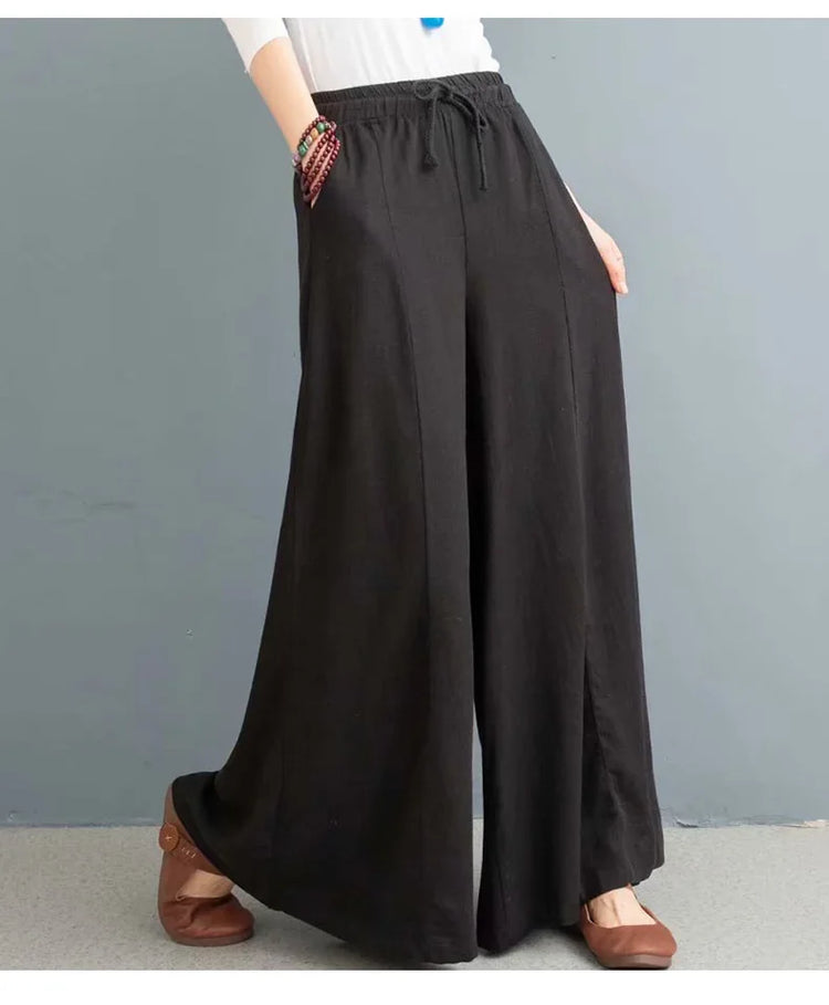 Loose-fitting cotton and linen pants - dealod