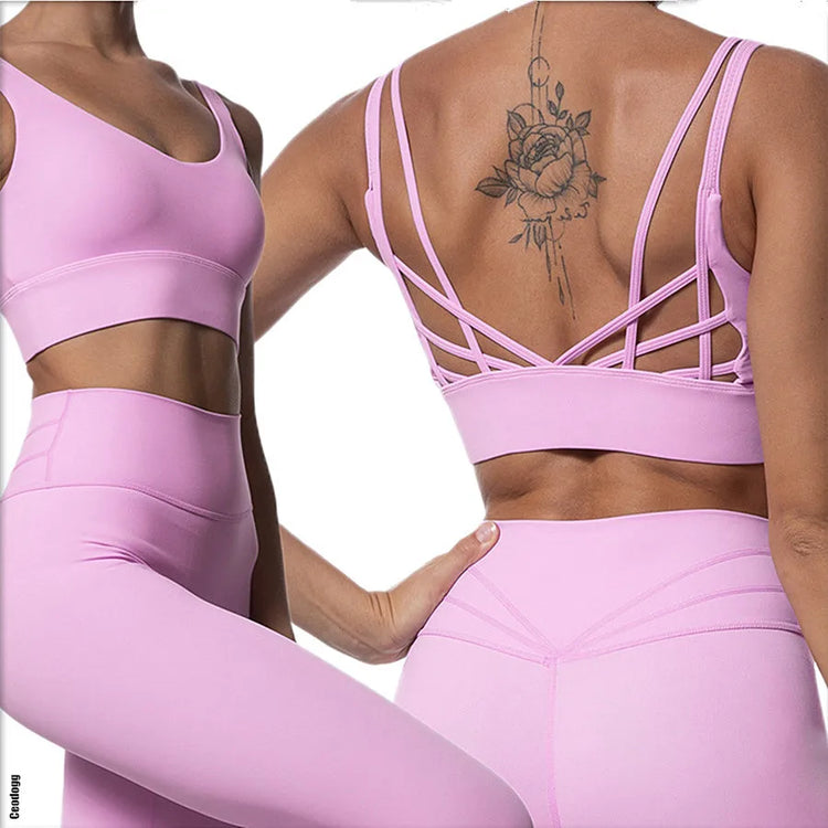 Yoga set with butterfly back top