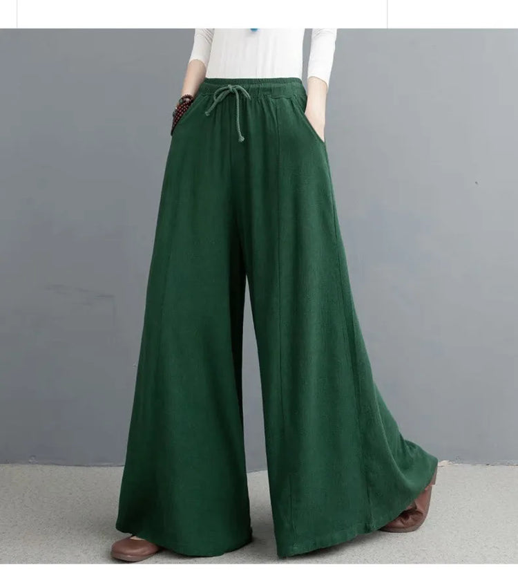 Loose-fitting cotton and linen pants - dealod