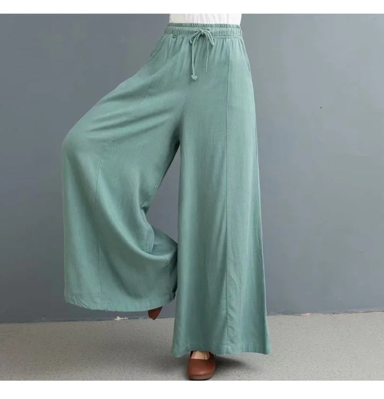 Loose-fitting cotton and linen pants - dealod