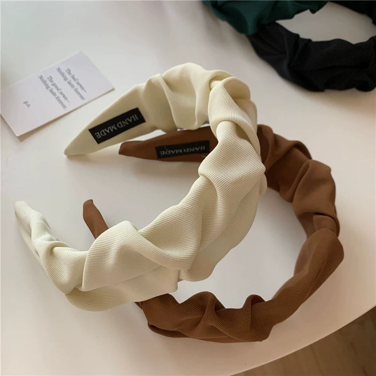 Pleated Wide Brim Fabric Headband