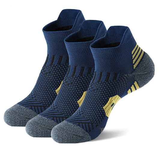 3 Pairs Non-Slip Towel Bottom Running Socks - dealod