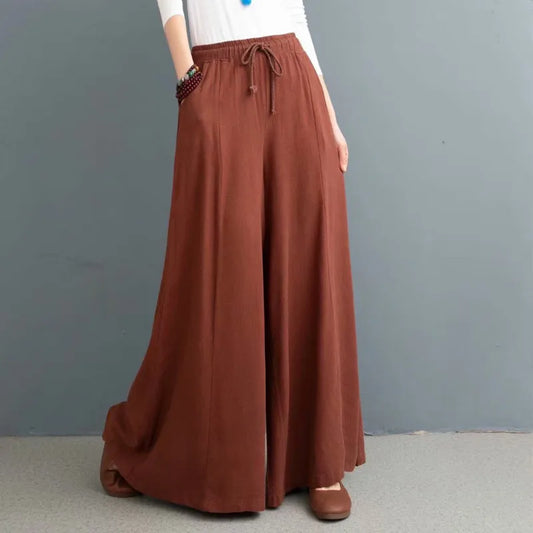 Loose-fitting cotton and linen pants - dealod