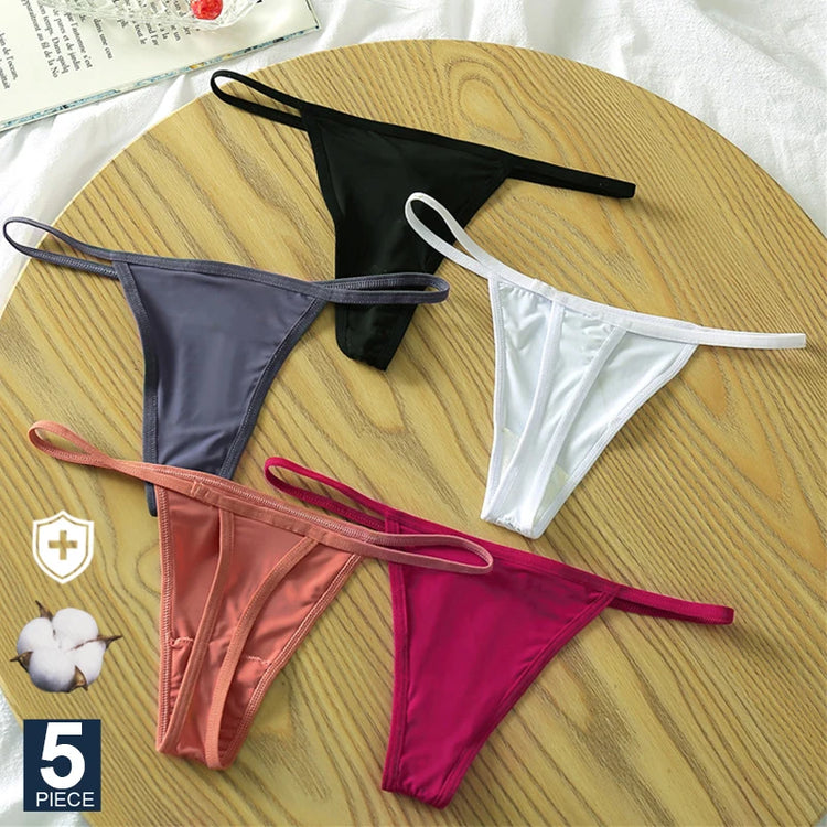 5pcs/set Low Waist Cotton Thong with Spaghetti Straps