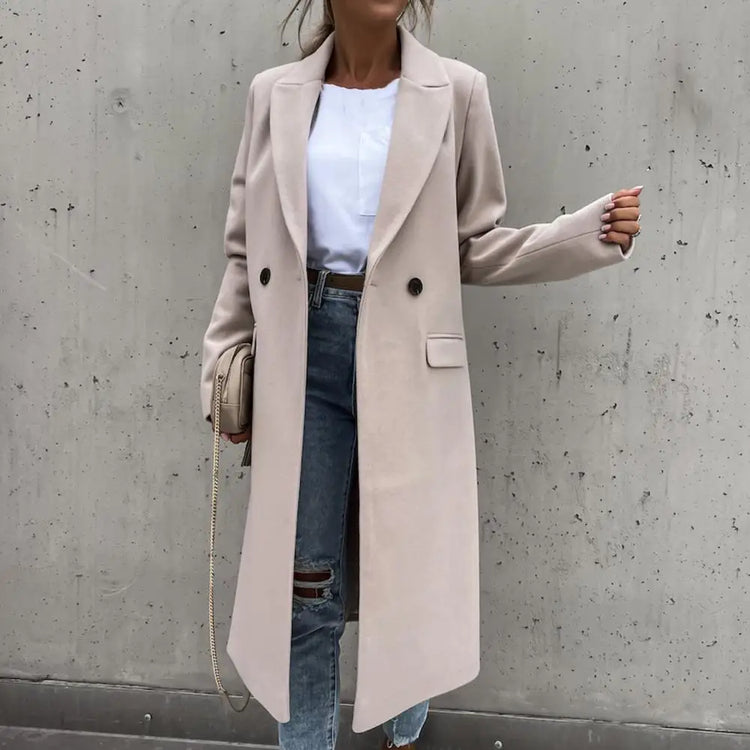 Elegant Long Fux Wool Coat