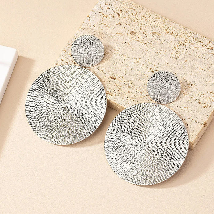 Big Circle Metal Disc Dangle Earring