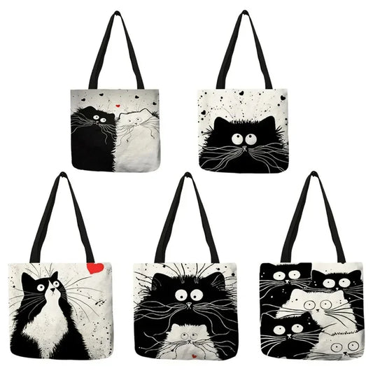 Eco-friendly fabric bag with cute cat print