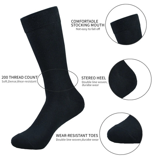 Black Cotton Dress Crew Socks - dealod