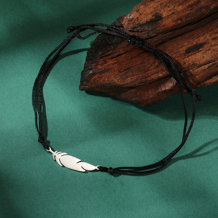 Stainless Steel Feather Charm Bracelet