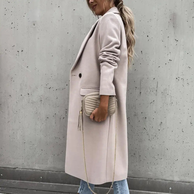 Elegant Long Fux Wool Coat