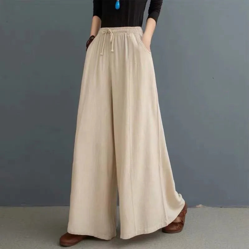 Loose-fitting cotton and linen pants - dealod