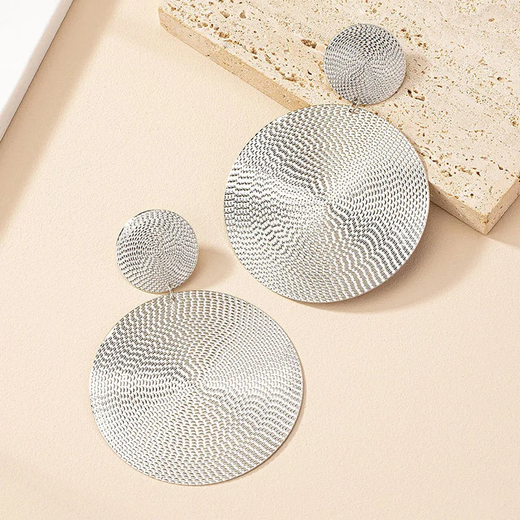 Big Circle Metal Disc Dangle Earring