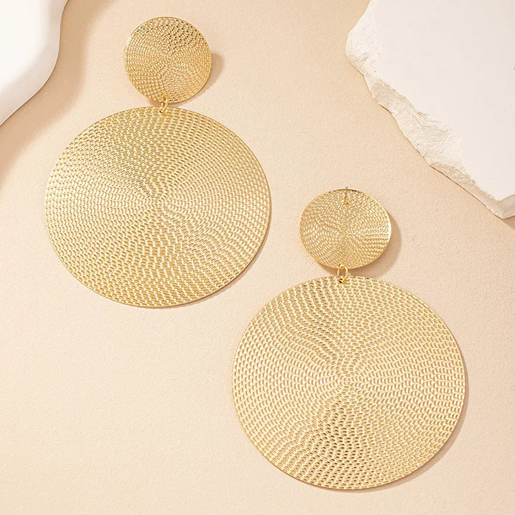 Big Circle Metal Disc Dangle Earring