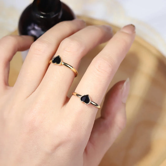 High quality black enamel heart shape stainless steel ring