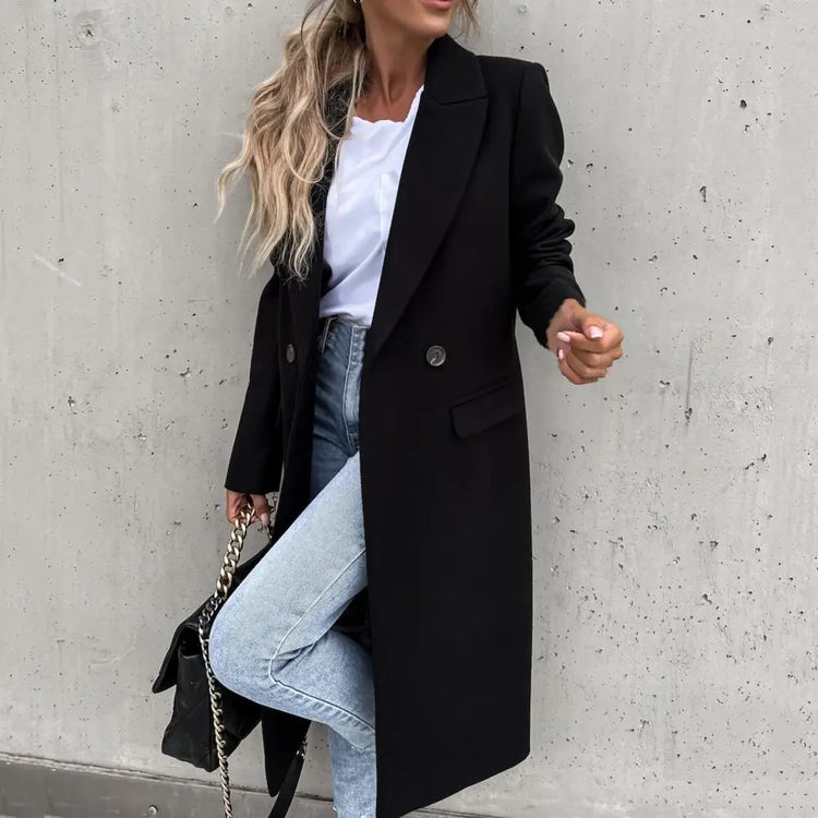 Elegant Long Fux Wool Coat