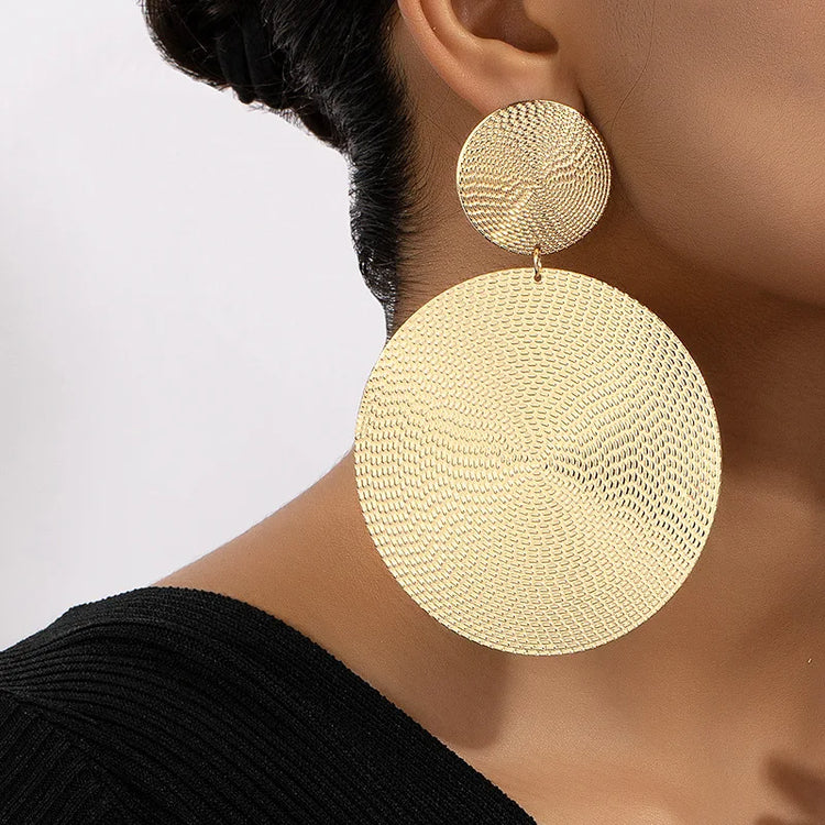 Big Circle Metal Disc Dangle Earring