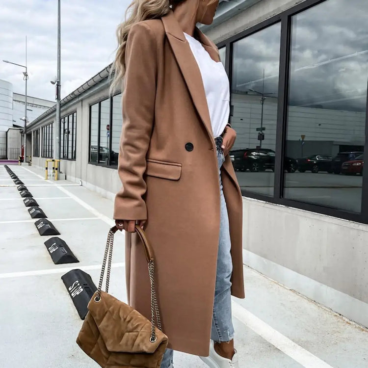 Elegant Long Fux Wool Coat