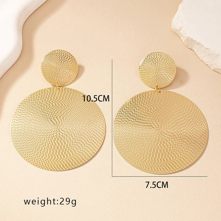 Big Circle Metal Disc Dangle Earring