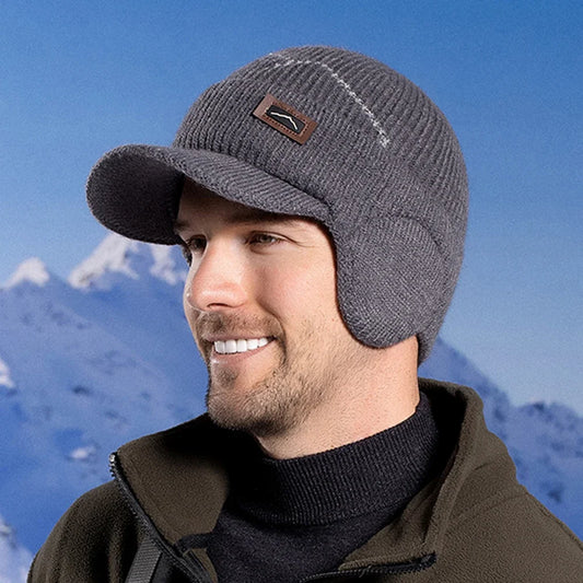 Winter knitted hats with visor and earflaps - dealod