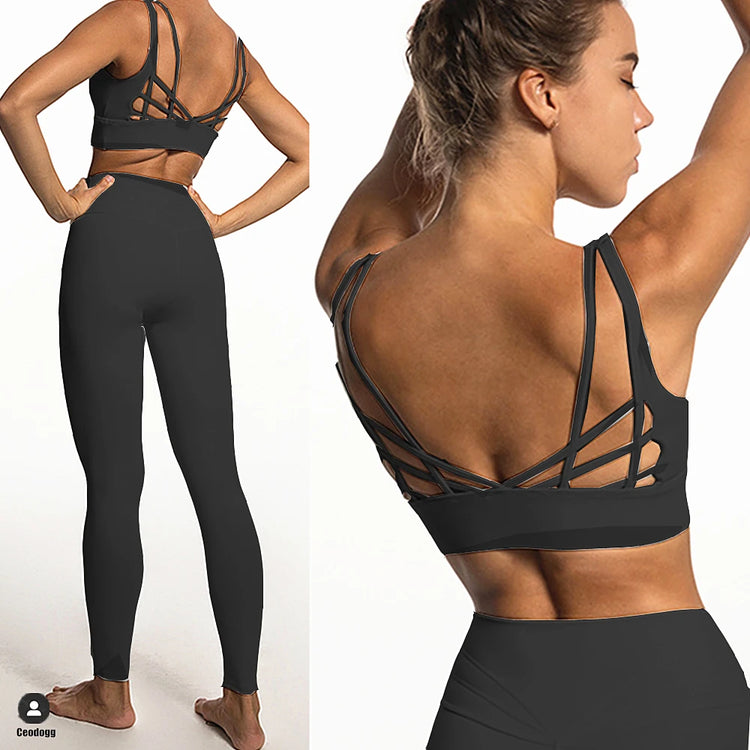 Yoga set with butterfly back top