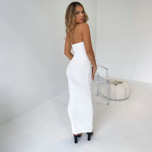 Fashion Bodycon Long Dress with Ribbed Knots