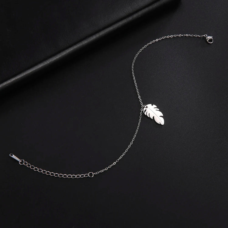 Stainless Steel Feather Charm Bracelet