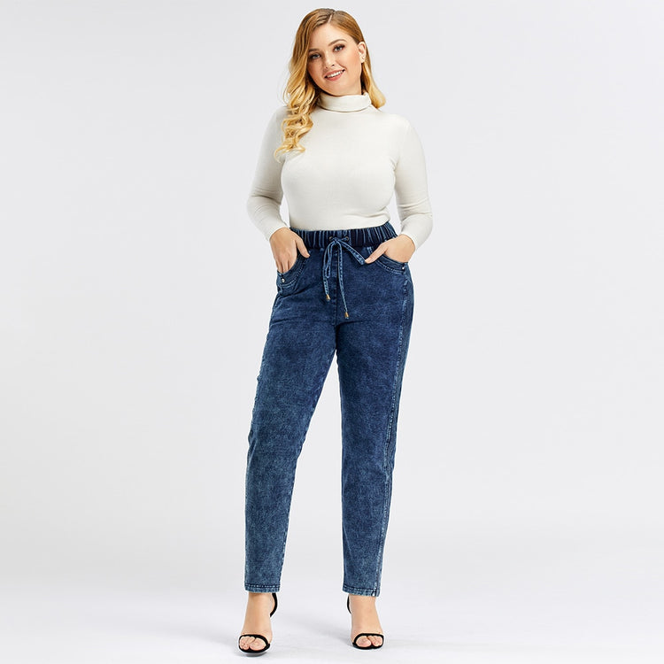 Plus Size Jeans High Stretch Cotton Knitted - dealod