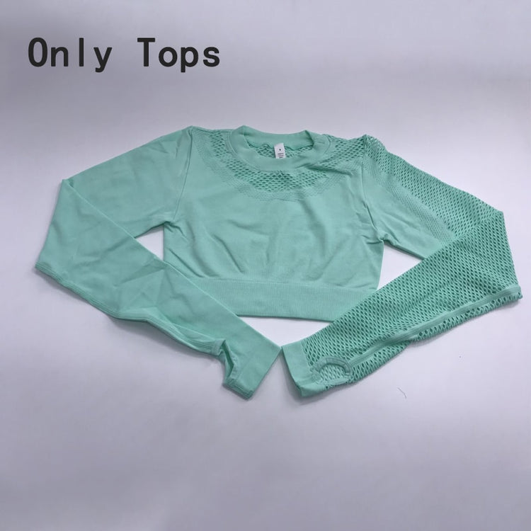 Seamless Long Sleeve Crop Tops and pants - dealod