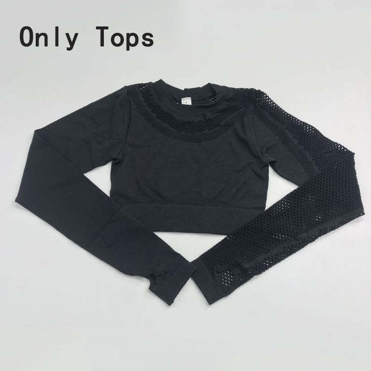 Seamless Long Sleeve Crop Tops and pants - dealod