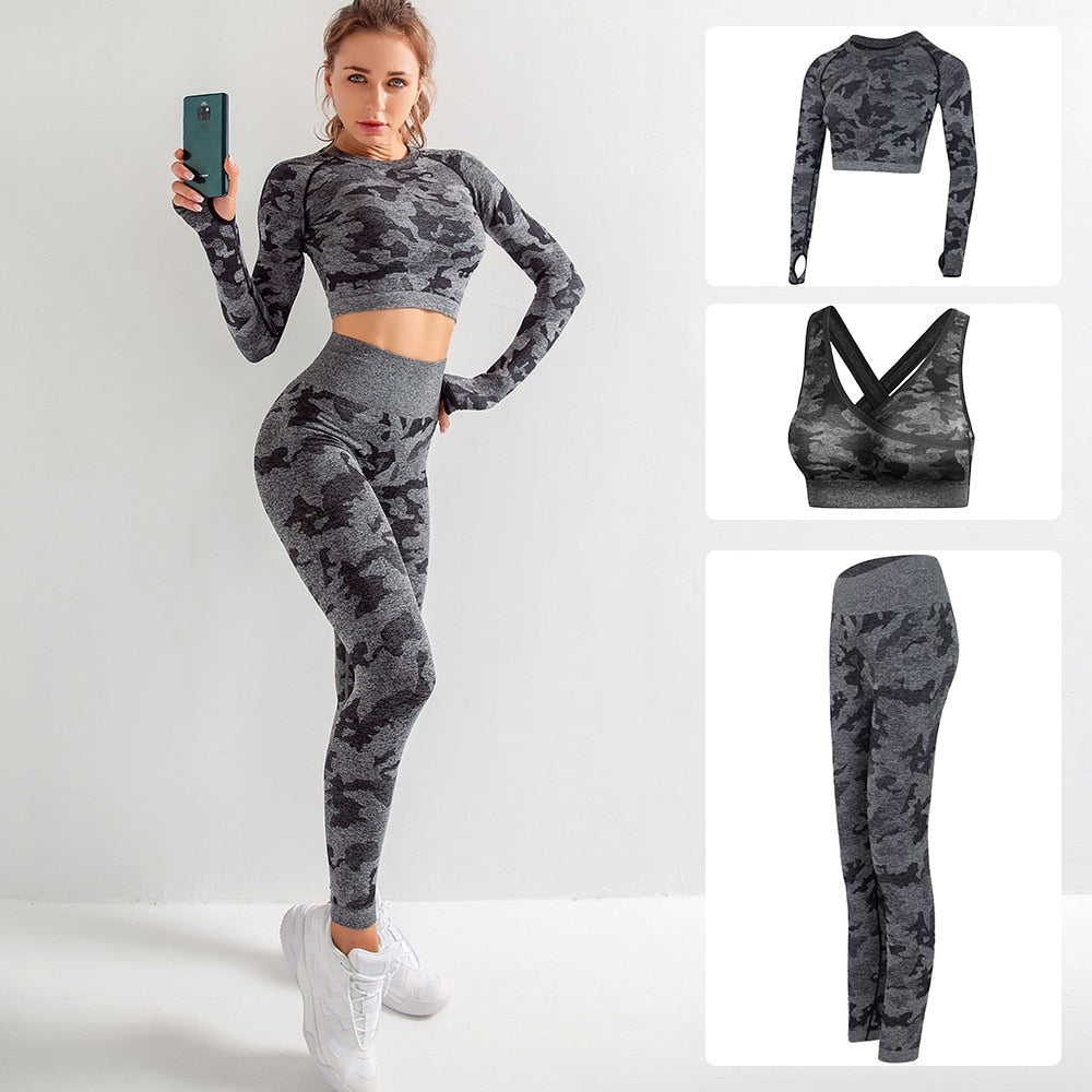 Yoga Set Seamless Camouflage Sports Wear - dealod