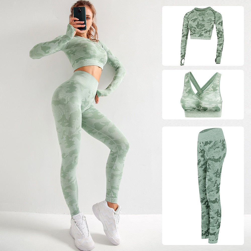 Yoga Set Seamless Camouflage Sports Wear - dealod