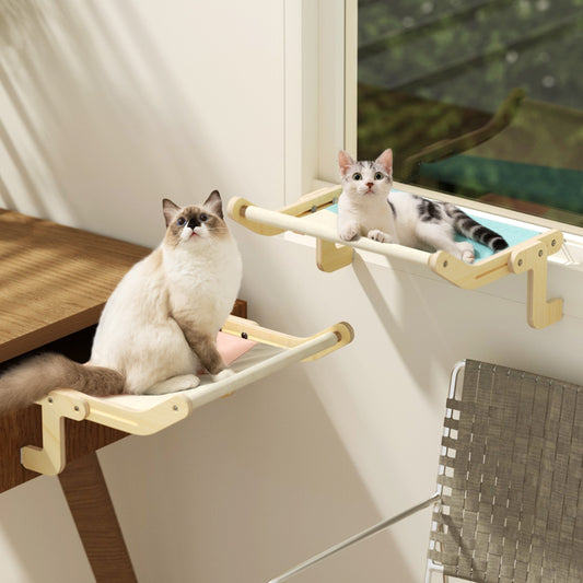 Cat Window Perch Wooden Assembly Hanging Bed Cotton Canvas Easy Washable Multi-Ply Plywood Hot Selling Hammock - dealod
