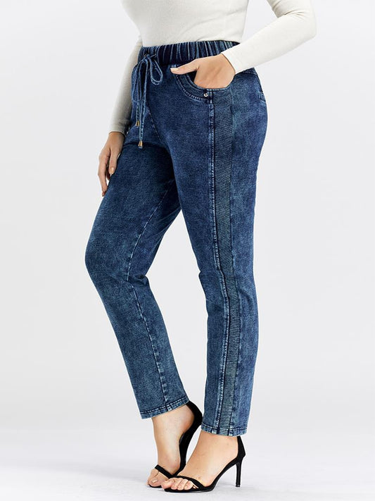 Plus Size Jeans High Stretch Cotton Knitted - dealod