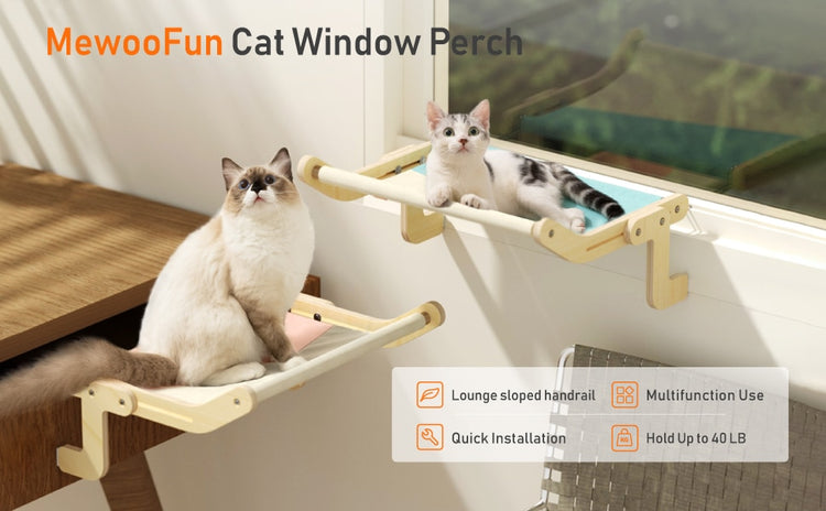 Cat Window Perch Wooden Assembly Hanging Bed Cotton Canvas Easy Washable Multi-Ply Plywood Hot Selling Hammock - dealod