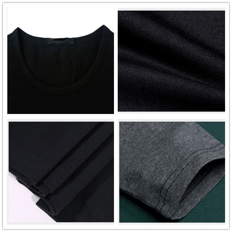Black And Gray O-Neck Long T Shirt Men - dealod