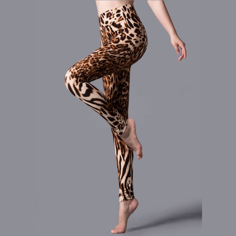 Leopard Print High Elasticity High Waist Elastic Leggings - dealod