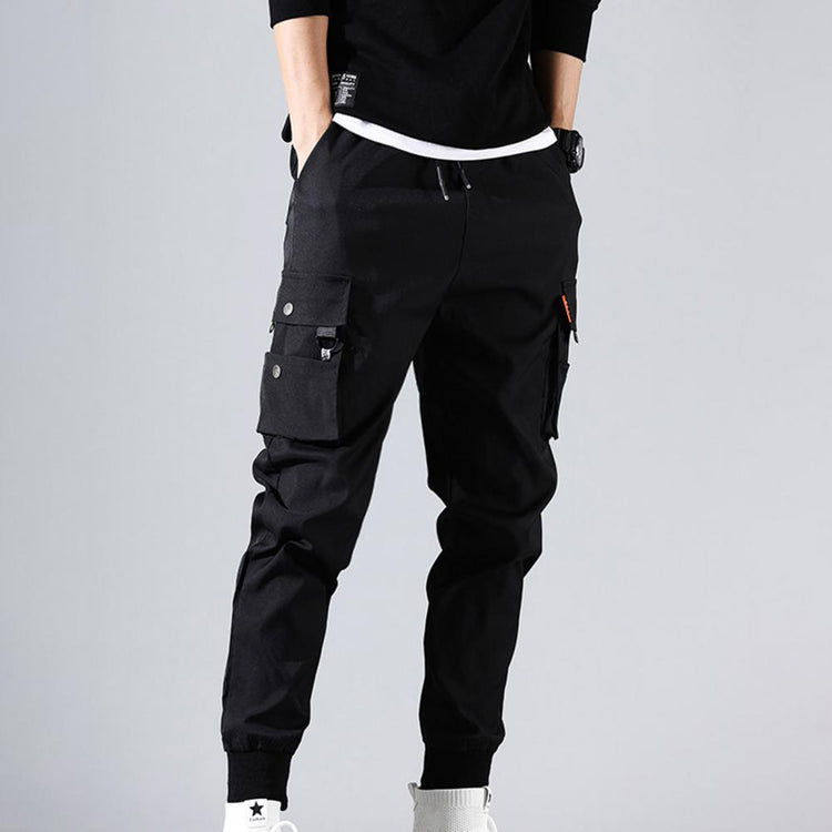Hip Hop Harem Joggers Pants Solid Multi-pocket Cargo Pants - dealod