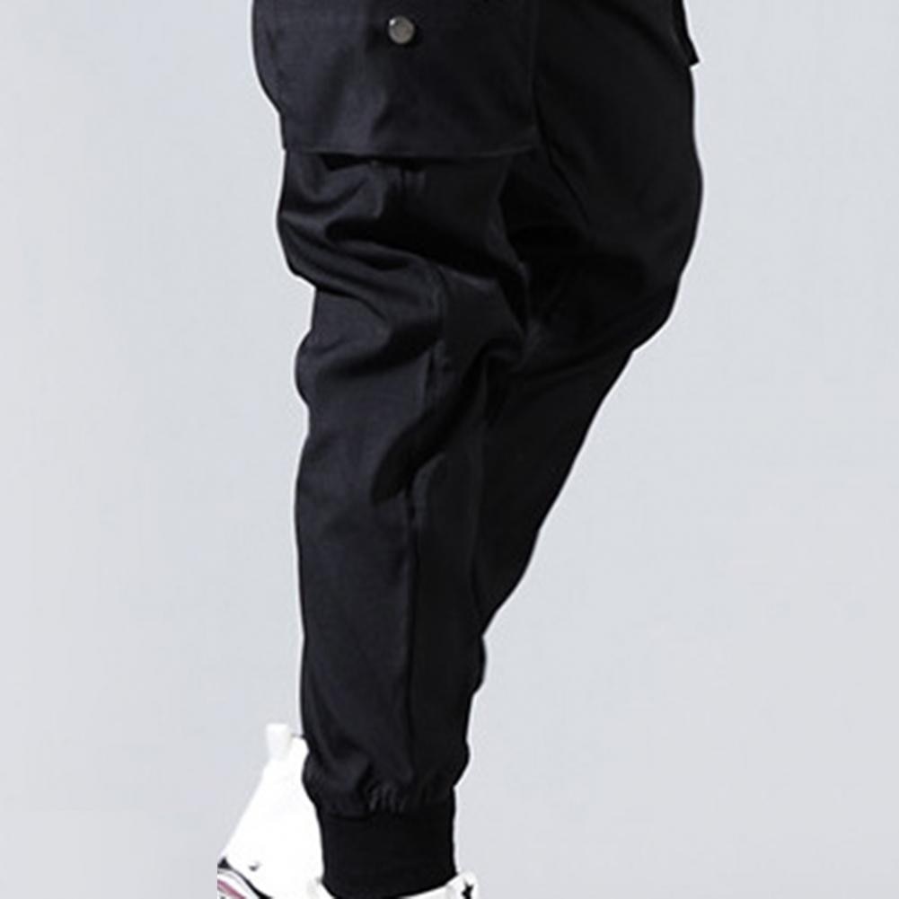 Hip Hop Harem Joggers Pants Solid Multi-pocket Cargo Pants - dealod