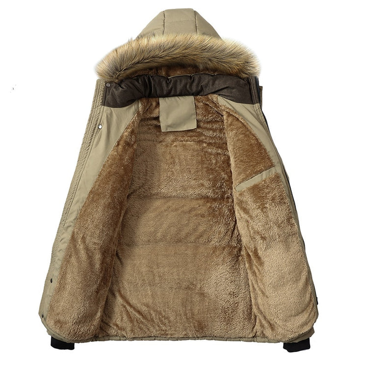 Warm Thick Fleece Hooded Fur Coat Autumn Fashion Casual Parka Men - dealod