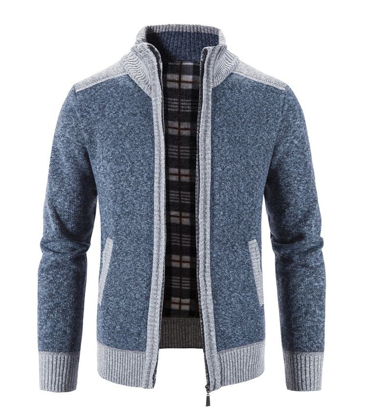 Knitted Slim Fit Stand Collar Thick Warm Cardigan - dealod